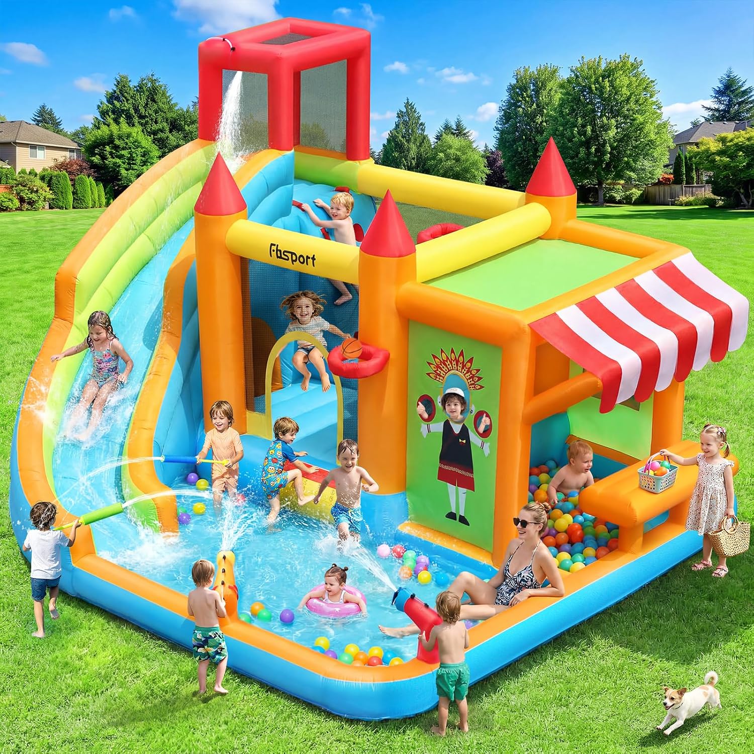 Kids Toys House - Rumah Loncat Tiup dengan Seluncuran Air,