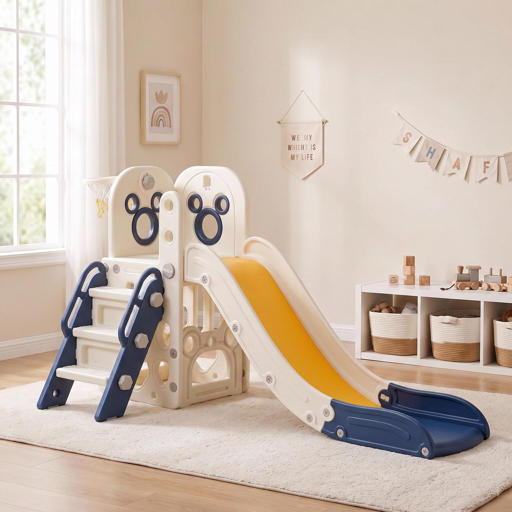 Basketball Hoop Kids Indoor - Set Permainan Seluncuran Anak 6 in
