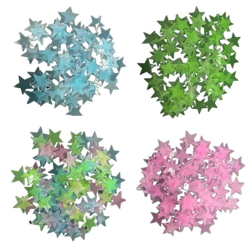 Glow In Dark Stars - Pak 100 Stiker Bintang 3D Bersinar