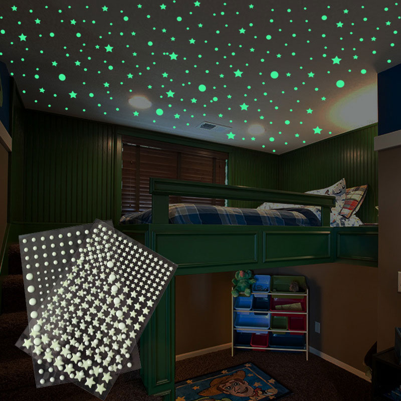 Glow In Dark Stars - Stiker dinding bercahaya titik bintang gelembung
