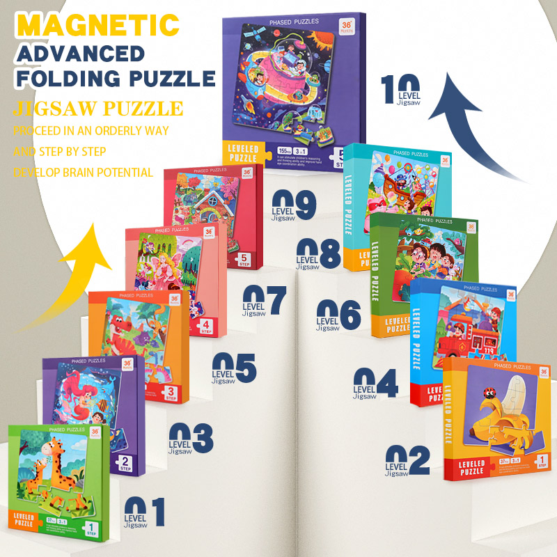 Kids Quiet Toys - Puzzle Kayu Magnetik Anak-anak Pola Kartun