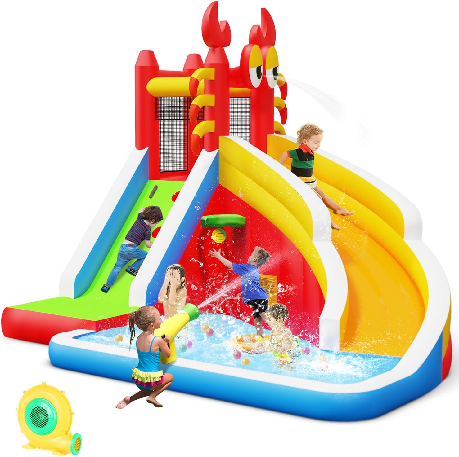 Basketball Hoop Kids Indoor - Rumah Loncat Tiup Besar dengan Seluncuran