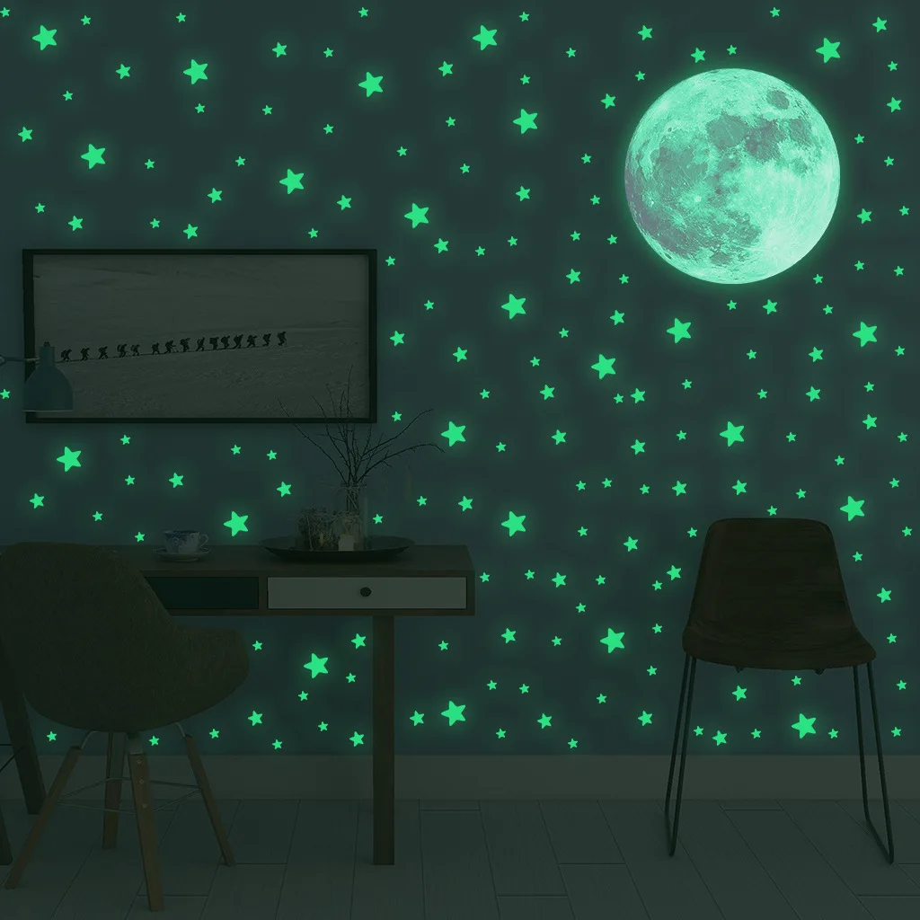 Glow In Dark Stars - Stiker Dinding Bintang Bulan Bercahaya untuk