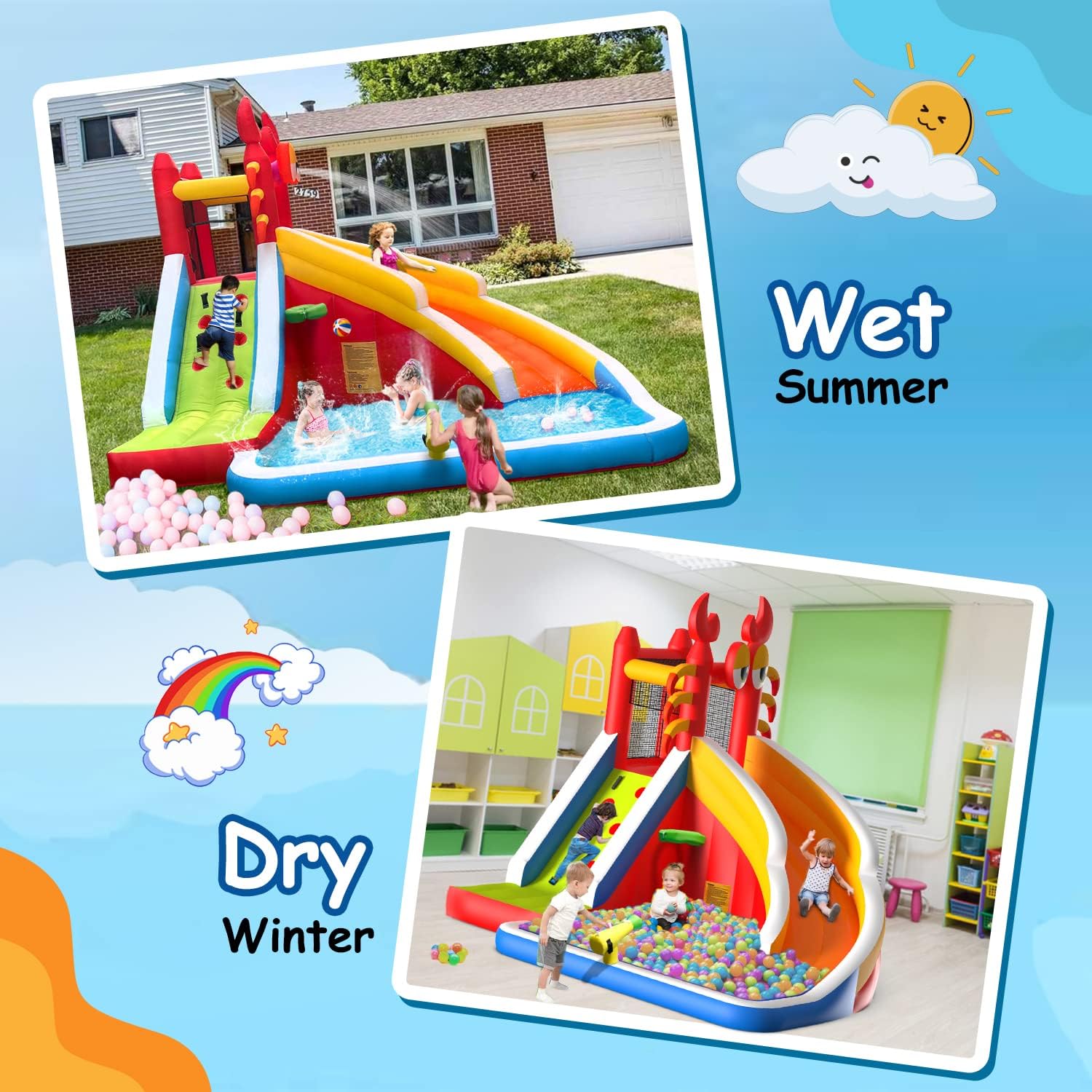 Rumah Loncat Tiup Besar dengan - Basketball Hoop Kids Indoor ulasan dan harga
