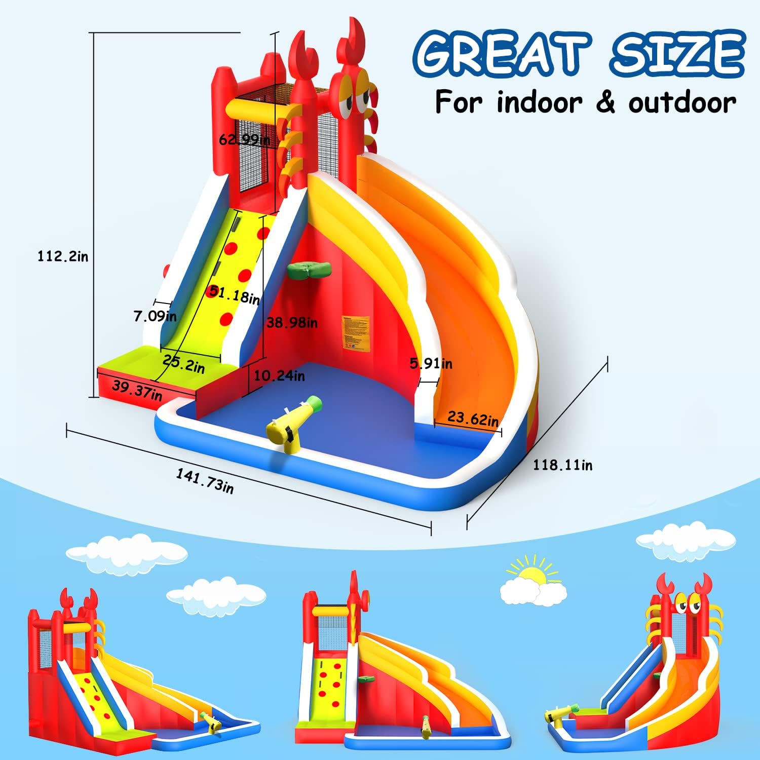 Rumah Loncat Tiup Besar dengan - Basketball Hoop Kids Indoor ulasan dan harga