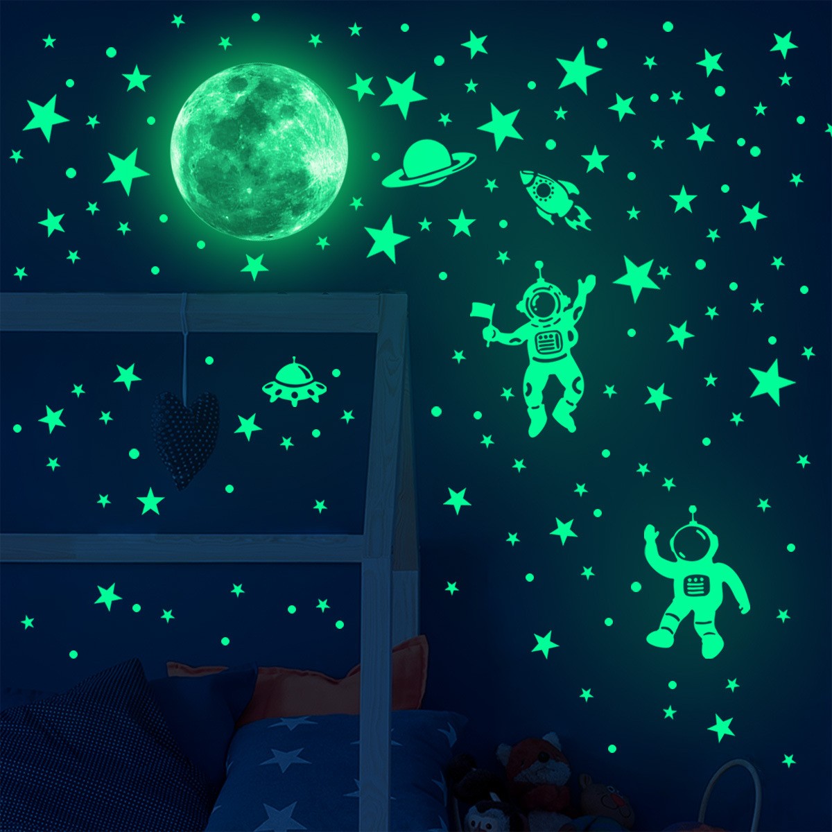 Stiker dinding bintang bulan b - Glow In Dark Stars ulasan dan harga