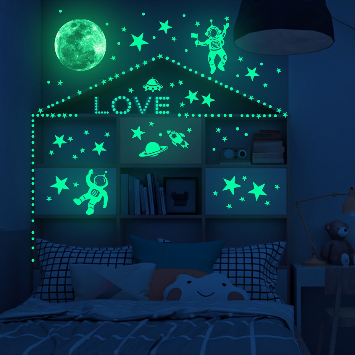Stiker dinding bintang bulan b - Glow In Dark Stars ulasan dan harga