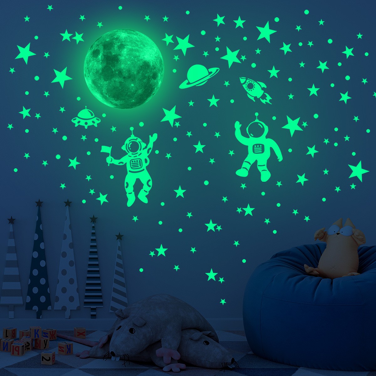 Stiker dinding bintang bulan b - Glow In Dark Stars ulasan dan harga